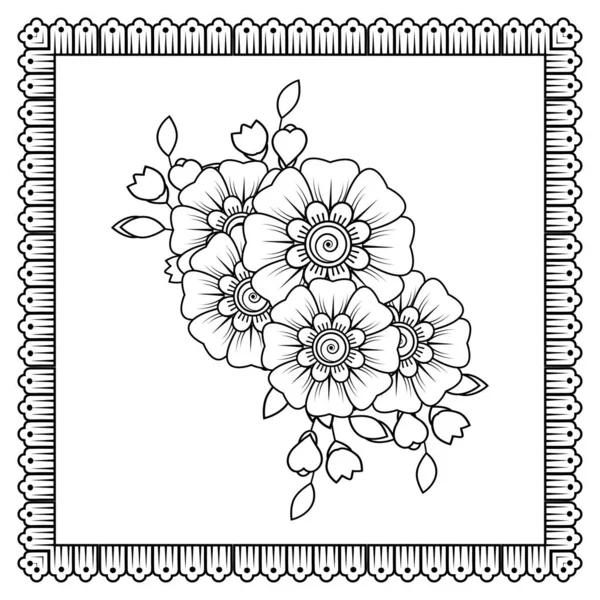 Мехді Квітка Хни Мехді Татуювання Прикраси Декоративний Орнамент Етнічному Східному — стоковий вектор