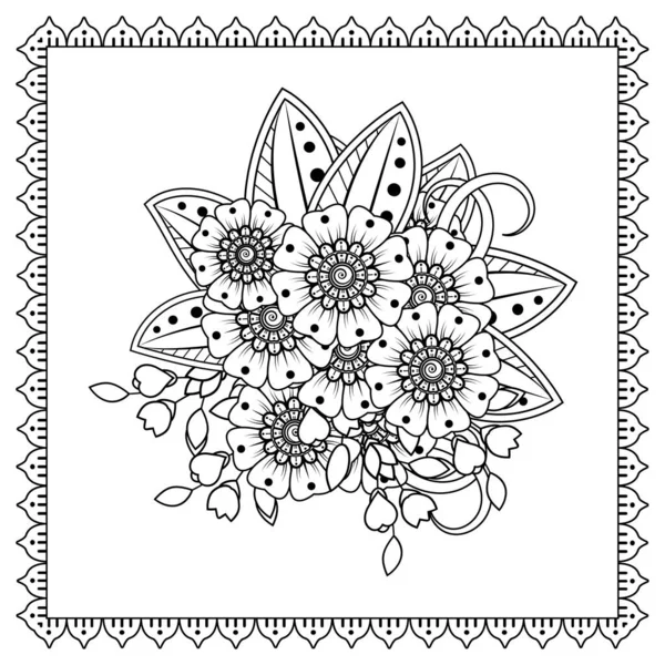 Mehndi Flor Henna Mehndi Tatuaje Decoración Adorno Decorativo Estilo Oriental — Vector de stock