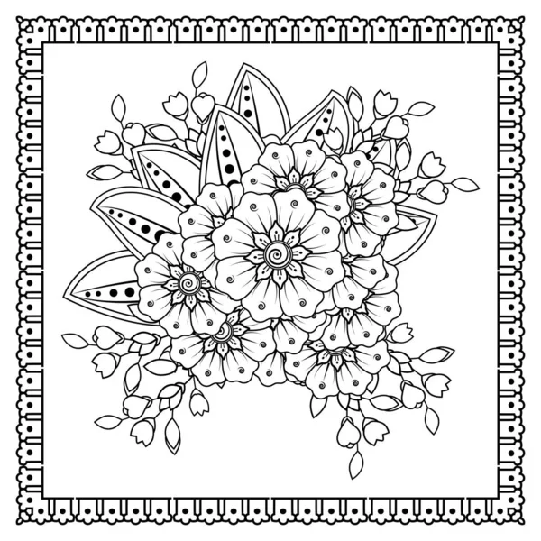 Mehndi Fiore Hennè Mehndi Tatuaggio Decorazione Ornamento Decorativo Stile Etnico — Vettoriale Stock