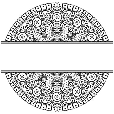 Mehndi 'nin kına, mehndi, dövme, dekorasyon çiçeği. Etnik oryantal tarzda dekoratif süs, karalama süsü, el çizimi. Boyama kitabı sayfası.