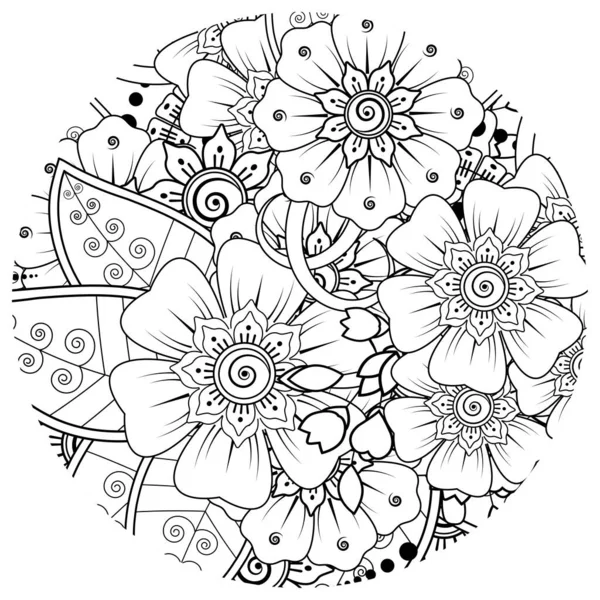 Mehndi Flower Henna Mehndi Tattoo Decoration Decorative Ornament Ethnic Oriental — Stock Vector