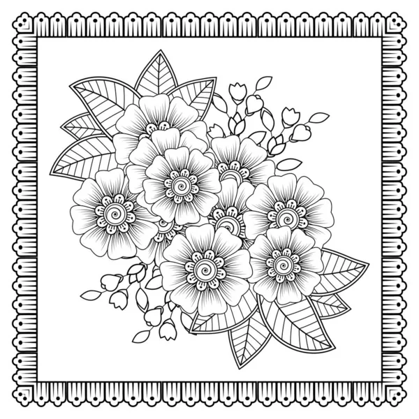 Mehndi Flor Henna Mehndi Tatuaje Decoración Adorno Decorativo Estilo Oriental — Vector de stock