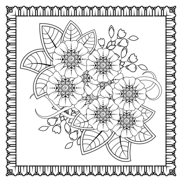 Mehndi Fiore Hennè Mehndi Tatuaggio Decorazione Ornamento Decorativo Stile Etnico — Vettoriale Stock