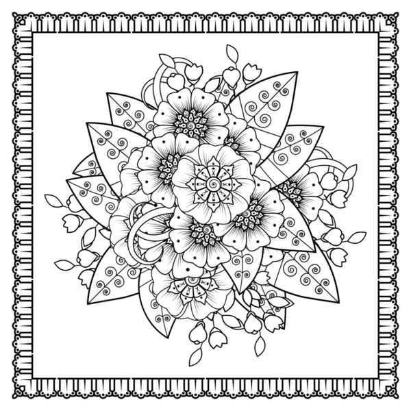 Mehndi Flor Henna Mehndi Tatuaje Decoración Adorno Decorativo Estilo Oriental — Vector de stock