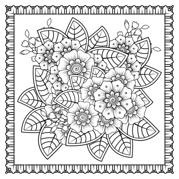 Mehndi Fiore Hennè Mehndi Tatuaggio Decorazione Ornamento Decorativo Stile Etnico — Vettoriale Stock