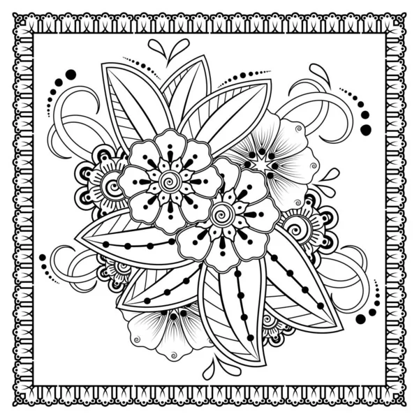 Mehndi Fleur Pour Henné Mehndi Tatouage Décoration Ornement Décoratif Style — Image vectorielle