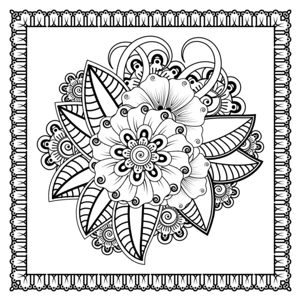 Mehndi Flor Henna Mehndi Tatuaje Decoración Adorno Decorativo Estilo Oriental — Archivo Imágenes Vectoriales