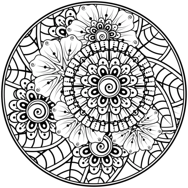 Mehndi Flor Henna Mehndi Tatuaje Decoración Adorno Decorativo Estilo Oriental — Vector de stock