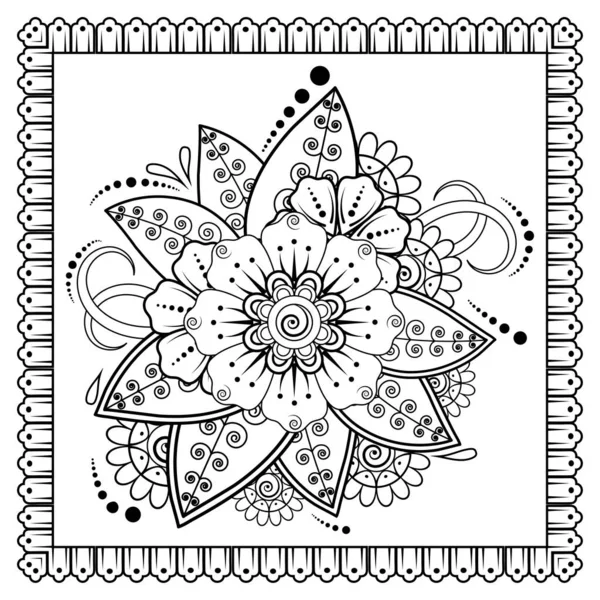 Mehndi Fiore Hennè Mehndi Tatuaggio Decorazione Ornamento Decorativo Stile Etnico — Vettoriale Stock