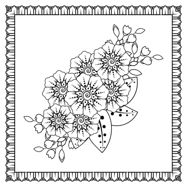 Mehndi Flor Henna Mehndi Tatuaje Decoración Adorno Decorativo Estilo Oriental — Vector de stock