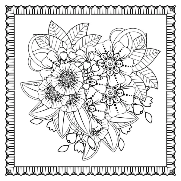 Mehndi Flor Henna Mehndi Tatuaje Decoración Adorno Decorativo Estilo Oriental — Vector de stock