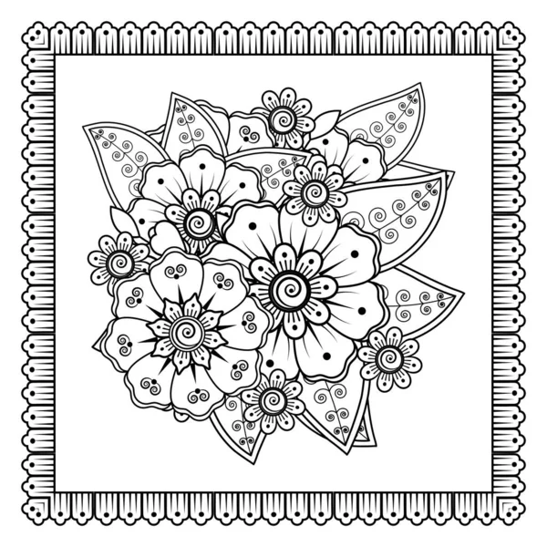 Mehndi Bloem Voor Henna Mehndi Tatoeage Decoratie Decoratieve Ornament Etnische — Stockvector