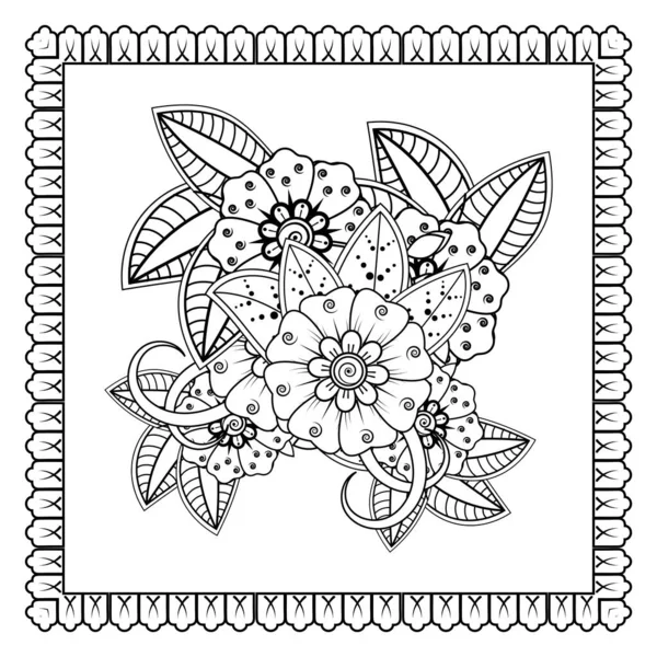 Mehndi Fleur Pour Henné Mehndi Tatouage Décoration Ornement Décoratif Style — Image vectorielle