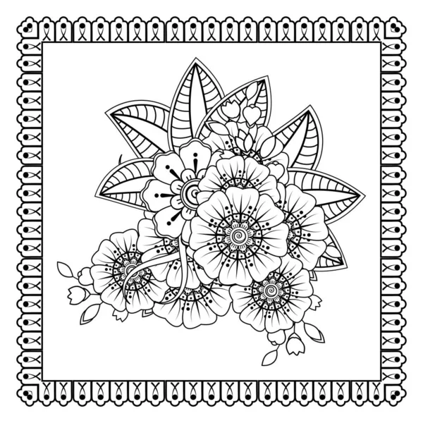 Mehndi Bloem Voor Henna Mehndi Tatoeage Decoratie Decoratieve Ornament Etnische — Stockvector