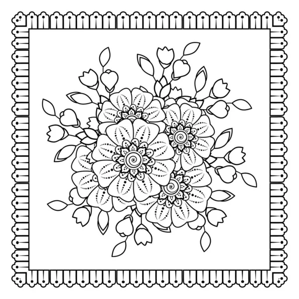 Mehndi Flor Henna Mehndi Tatuaje Decoración Adorno Decorativo Estilo Oriental — Vector de stock