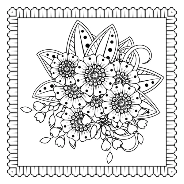 Mehndi Flor Henna Mehndi Tatuaje Decoración Adorno Decorativo Estilo Oriental — Vector de stock