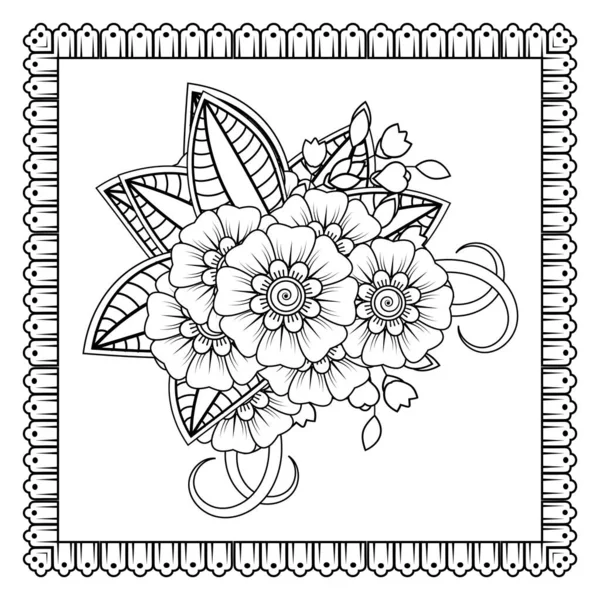 Mehndi Fiore Hennè Mehndi Tatuaggio Decorazione Ornamento Decorativo Stile Etnico — Vettoriale Stock