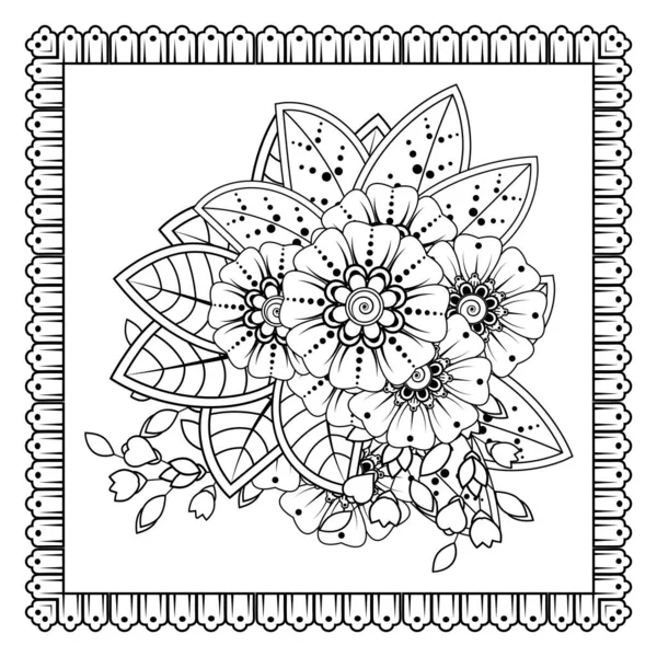 Цветок Мехнди Хны Менди Татуировки Украшения Декоративный Орнамент Этническом Восточном — стоковый вектор