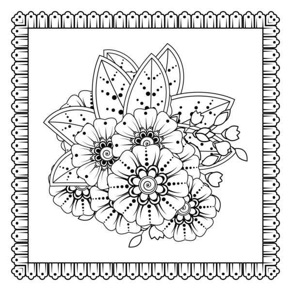 Mehndi Flor Henna Mehndi Tatuaje Decoración Adorno Decorativo Estilo Oriental — Vector de stock