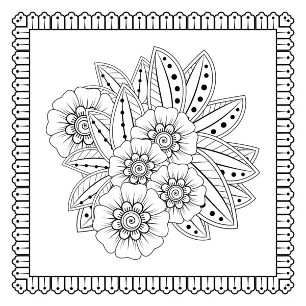 Mehndi Flor Henna Mehndi Tatuaje Decoración Adorno Decorativo Estilo Oriental — Vector de stock