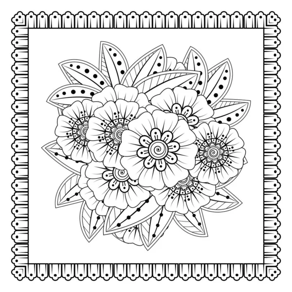 Mehndi Flor Henna Mehndi Tatuaje Decoración Adorno Decorativo Estilo Oriental — Vector de stock