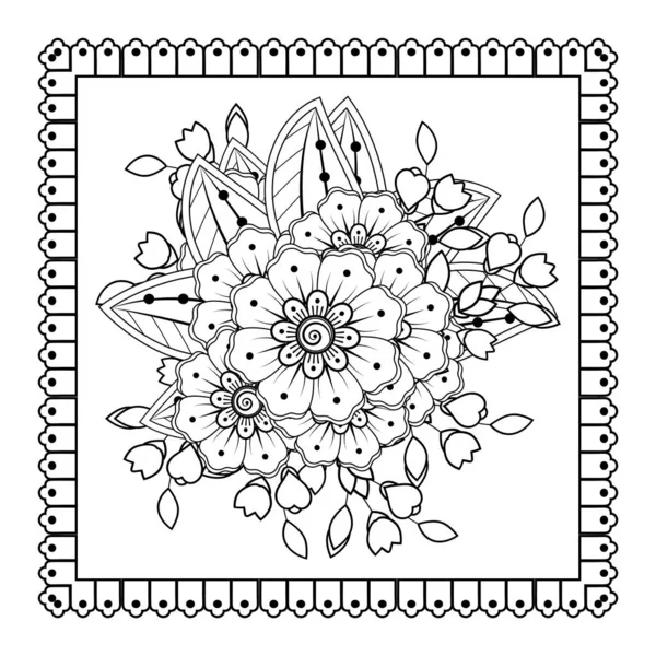 Mehndi Flor Henna Mehndi Tatuaje Decoración Adorno Decorativo Estilo Oriental — Vector de stock