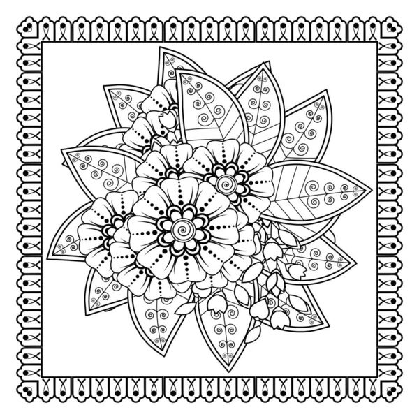 Mehndi Flor Henna Mehndi Tatuaje Decoración Adorno Decorativo Estilo Oriental — Vector de stock