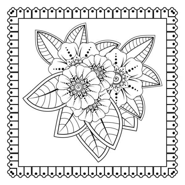 Mehndi Fiore Hennè Mehndi Tatuaggio Decorazione Ornamento Decorativo Stile Etnico — Vettoriale Stock