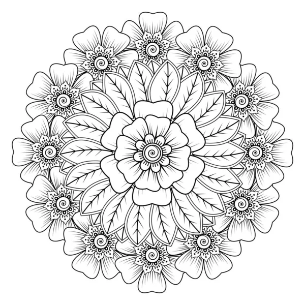 Mehndi 'nin kına, mehndi, dövme, dekorasyon çiçeği. Etnik oryantal tarzda dekoratif süs, karalama süsü, el çizimi. Boyama kitabı sayfası.