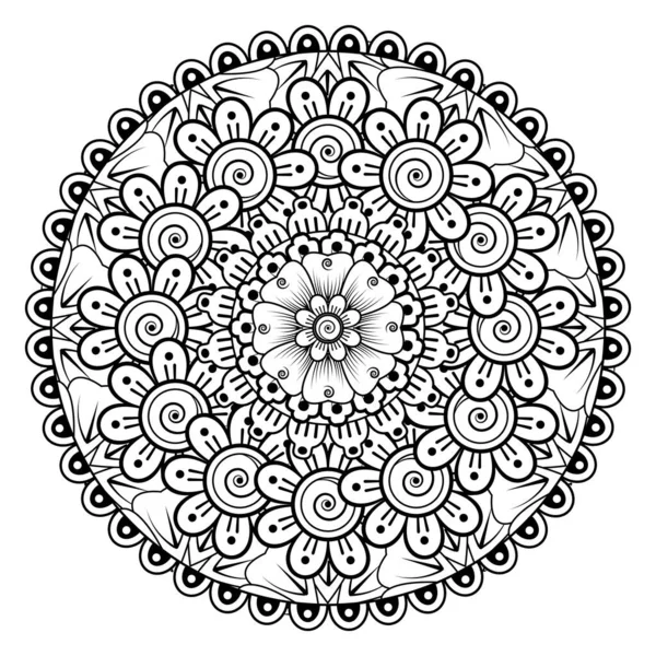 Mehndi Flower Henna Mehndi Tattoo Decoration 민족적 동양식의 윤곽그리기 Coloring — 스톡 벡터