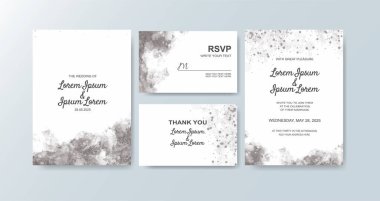 Soyut suluboya arkaplan içeren düğün davetiyesi