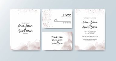 Soyut suluboya arkaplan içeren düğün davetiyesi