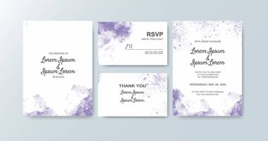 Soyut suluboya arkaplan içeren düğün davetiyesi