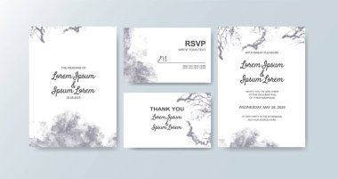 Soyut suluboya arkaplan içeren düğün davetiyesi