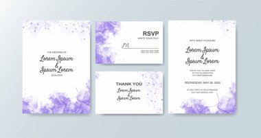 Soyut suluboya arkaplan içeren düğün davetiyesi