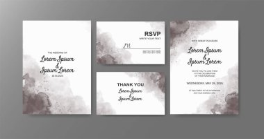 Soyut suluboya arkaplan içeren düğün davetiyesi