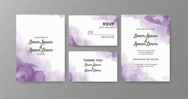 Soyut suluboya arkaplan içeren düğün davetiyesi