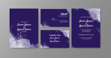 Soyut suluboya arkaplan içeren düğün davetiyesi