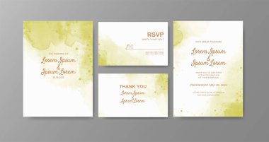 Soyut suluboya arkaplan içeren düğün davetiyesi