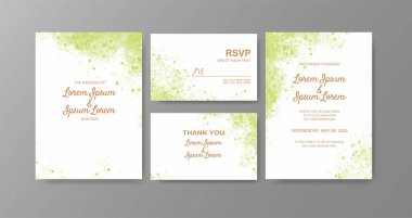 Soyut suluboya arkaplan içeren düğün davetiyesi