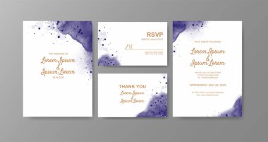 Soyut suluboya arkaplan içeren düğün davetiyesi