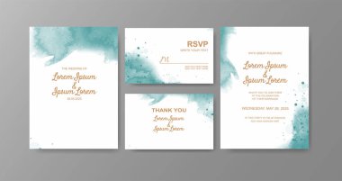 Soyut suluboya arkaplan içeren düğün davetiyesi