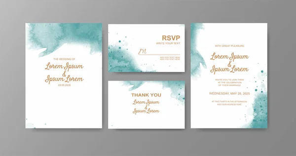 Soyut suluboya arkaplan içeren düğün davetiyesi