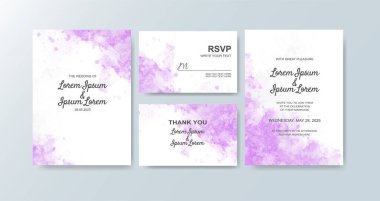 Soyut suluboya arkaplan içeren düğün davetiyesi