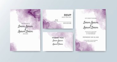 Soyut suluboya arkaplan içeren düğün davetiyesi