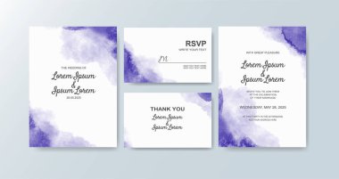 Soyut suluboya arkaplan içeren düğün davetiyesi