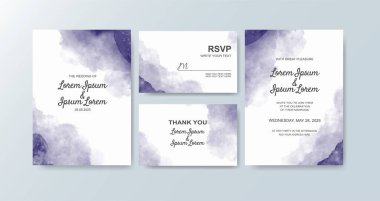 Soyut suluboya arkaplan içeren düğün davetiyesi