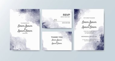 Soyut suluboya arkaplan içeren düğün davetiyesi