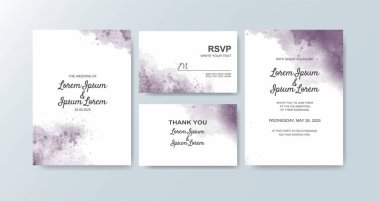 Soyut suluboya arkaplan içeren düğün davetiyesi