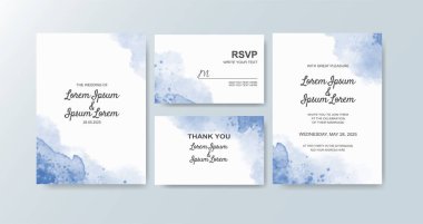 Soyut suluboya arkaplan içeren düğün davetiyesi